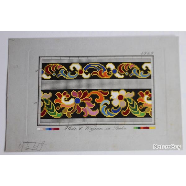 Carton tapisserie Berlin Hertz & Wegener XIXe si�cle broderie couture