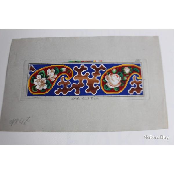 Carton tapisserie de Berlin F. W. Neie XIXe si�cle broderie couture
