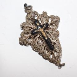 Croix Art populaire Bavaroise argent + &eacute;mail