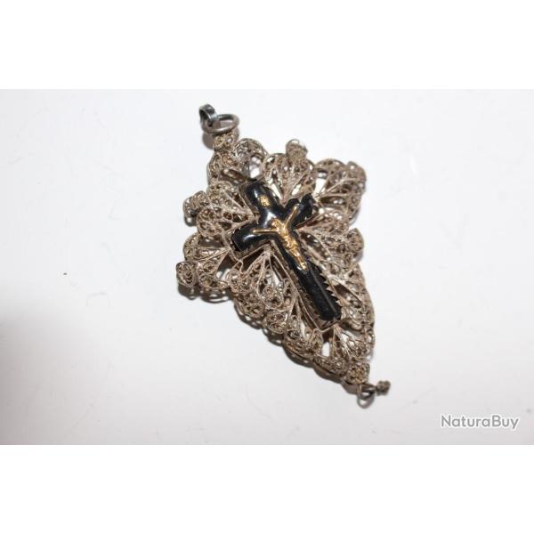 Croix Art populaire Bavaroise argent + �mail