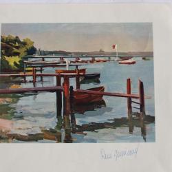 Autographe René GUINAND Vue du Lac de la Belotte Suisse