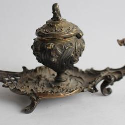 Encrier Bronze XIXe siècle rocailles objets de bureau