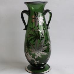 Vase en verre de St-Prex et overlay argent Suisse