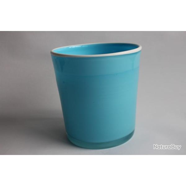 Vase en verre double couche bleu / blanc
