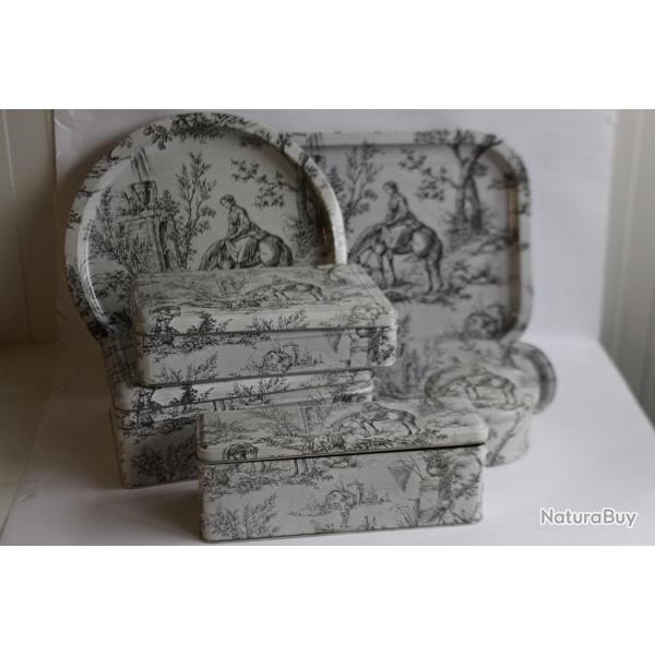 Ensemble de bo�tes et plateaux en t�le litographi�e