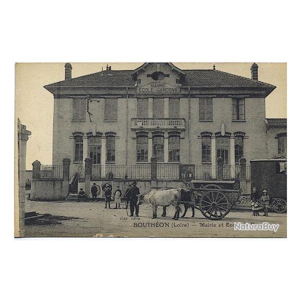 Carte postale France Bouth�on Loire Mairie et �cole gar�ons Attelage
