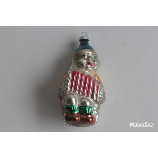 D�coration No�l verre Clown accord�on 1920 Christmas Ornament