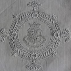Serviette Lin brod&eacute; Armes Prince Hermann P&uuml;ckler-Muskau Linge ancien