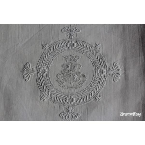 Serviette Lin brod� Armes Prince Hermann P�ckler-Muskau Linge ancien