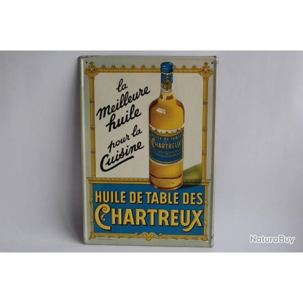 Plaque publicitaire t�le Huile de table des Chartreux Belgique