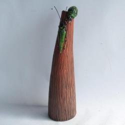 Vase c&eacute;ramique Tronc Insectes Col&eacute;opt&egrave;res sign&eacute;