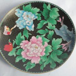 Plat &eacute;maux cloisonn&eacute; Chrysanth&egrave;mes Chine