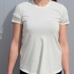 HERMES Pull Laine vierge &eacute;cru manches courtes T34