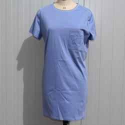 HERMES Robe droite &agrave; poche brod&eacute;e bleue T44