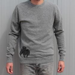 HERMES Pull gris laine et cachemire Homme M