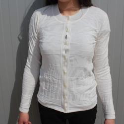 HERMES Cardigan blanc soie et coton T38