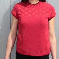 HERMES Pull Cachemire manches courtes Tr&egrave;fles T38