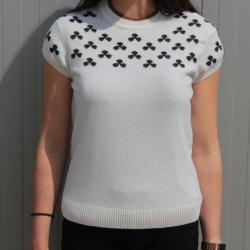 HERMES Pull Cachemire manches courtes Tr&egrave;fles T38