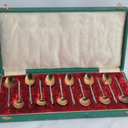 Cuillères à café argent massif vermeil Antoine Lapparra Art nouveau