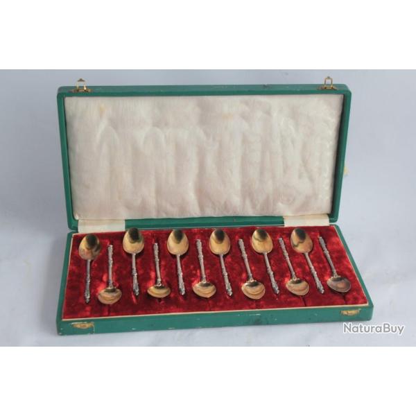 Cuill�res � caf� argent massif vermeil Antoine Lapparra Art nouveau