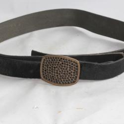 ROBERTO CAVALLI Ceinture cuir noir et fourrure