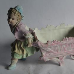 Jardinière porcelaine biscuit Petite fille Sitzendorf Allemagne