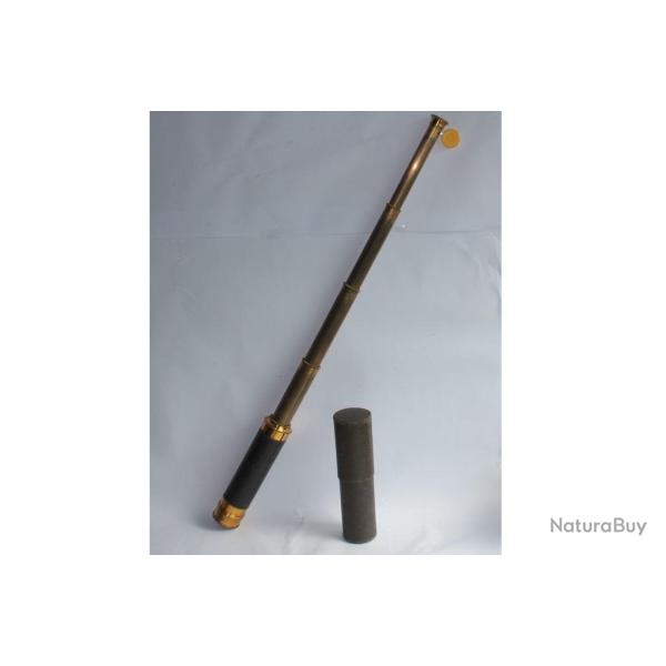 Longue-vue laiton et cuir XIXe si�cle Marine