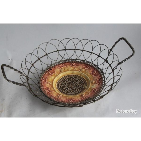 Corbeille � fruits fils de fer c�ramique Vignes