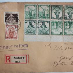 Enveloppe recommandé Allemagne blocs inversé 1936