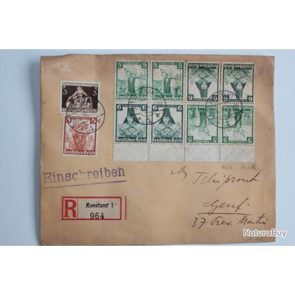 Enveloppe recommand� Allemagne blocs invers� 1936