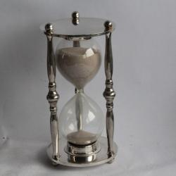 Sablier verre soufflé et métal argenté