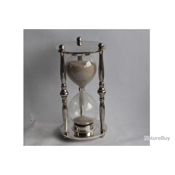 Sablier verre souffl� et m�tal argent�