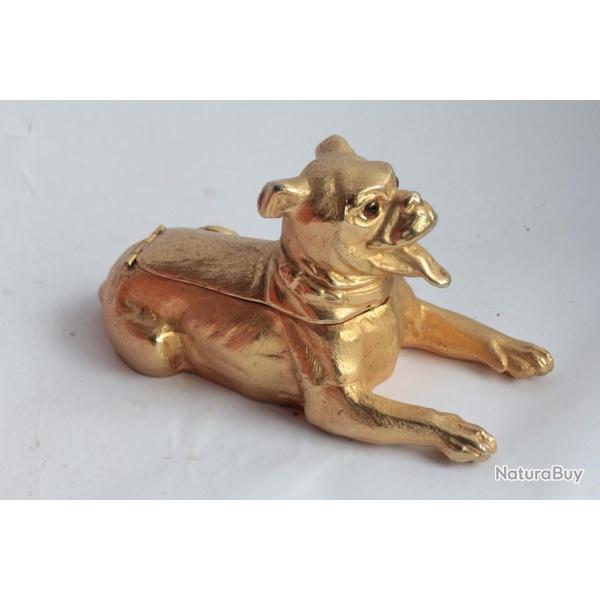 Cendrier m�tal dor� chien Boxer Mika Italie