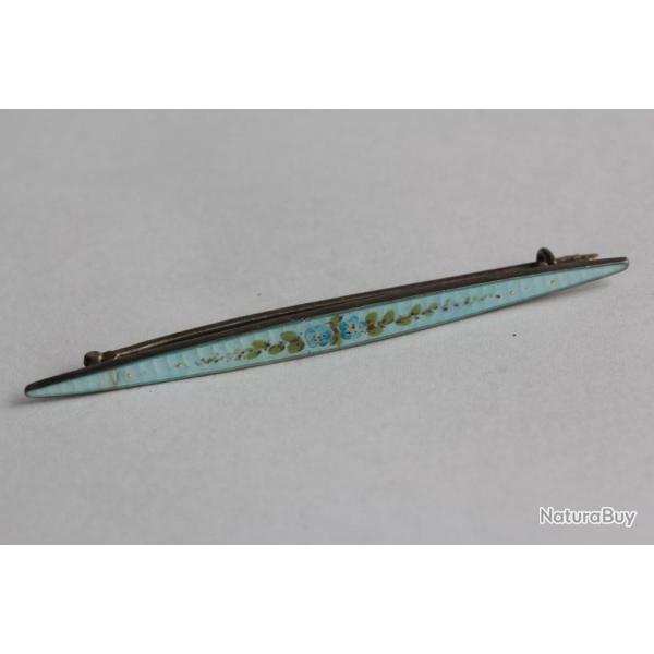 Ancienne broche argent �mail guilloch�