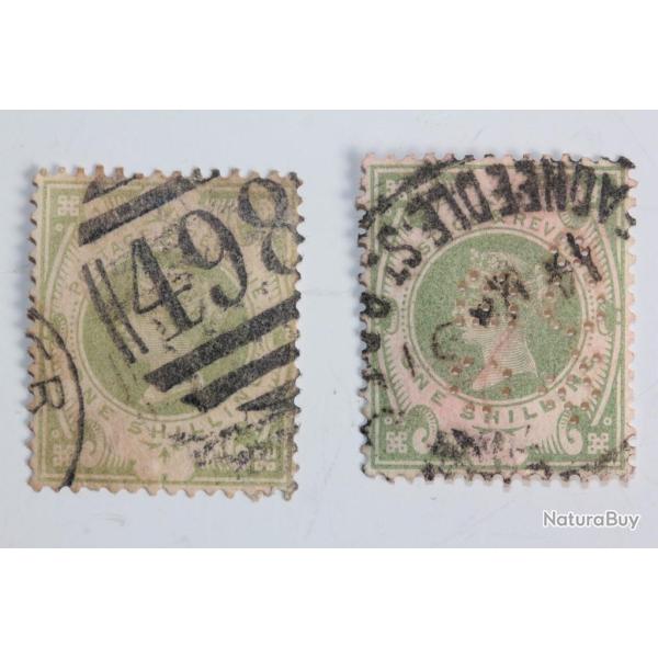 Timbres Grande Bretagne cinquantenaire r�gne Victoria 1s 1887 oblit�r�