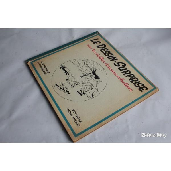 Livre illustr� dessin surprise avec comptines de Kermorver 1947