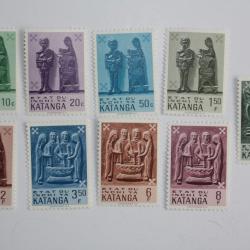 Timbres Etat du Inchi ya Katanga s&eacute;rie 9 timbres 1961 neufs