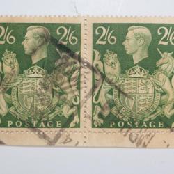 Timbres Grande-Bretagne paire George VI 1939 obl