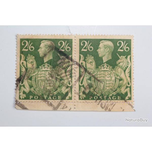 Timbres Grande-Bretagne paire George VI 1939 obl