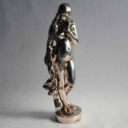 Bronze argent&eacute; ALEXANDRE FALGUI&Egrave;RE La Cigale Femme nue Guitare