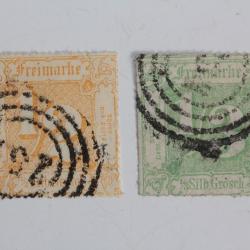 Timbres Allemagne Tour et taxis 1/2s et 1/3s obl 1862-64