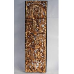 Panneau bois sculpt&eacute; et dor&eacute; Chine XIXe si&egrave;cle