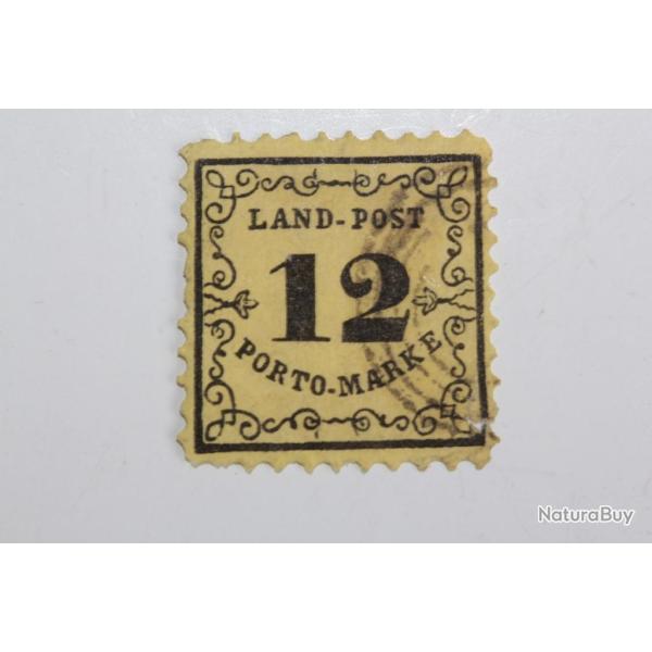 Timbres Taxe Allemagne Bade noir sur jaune 12k 1862 oblit�r�