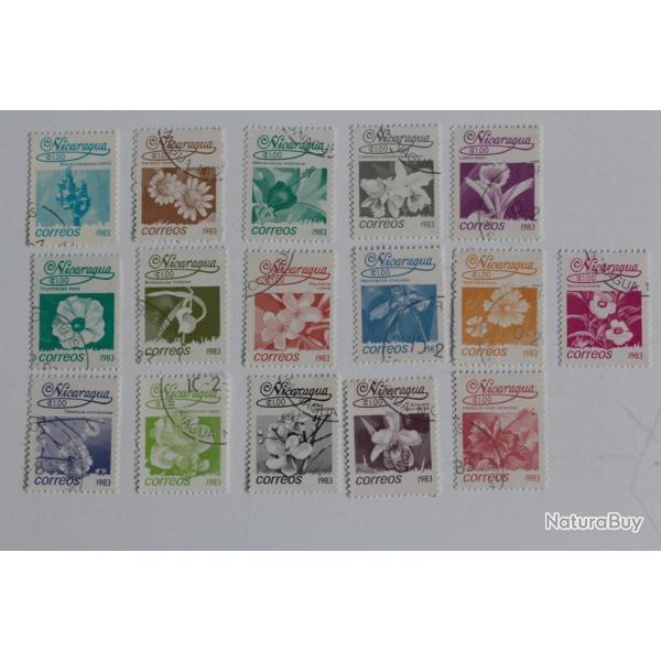 Timbres Nicaragua s�rie fleur 1983 obl