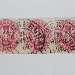 Timbres Allemagne Prusse Imp en relief bande 1 s rose 1861-65