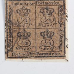 Timbres Allemagne Brunswick 4/4 g noir sur brun 1857