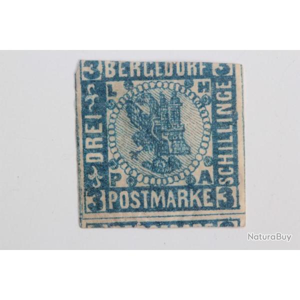 Timbres Allemagne Bergedorf ville libre Armoiries 3s 1861
