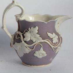 Pot &agrave; cr&egrave;me porcelaine Feuilles de vignes XIXe si&egrave;cle