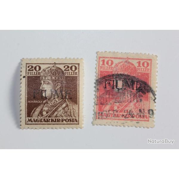 Timbres Hongrie surcharge Fiume Italie 1916-1917