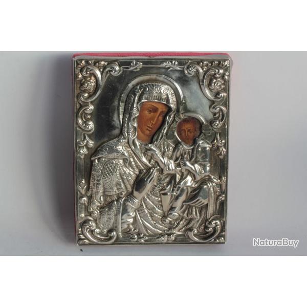 Ancienne ic�ne orthodoxe argent Pologne